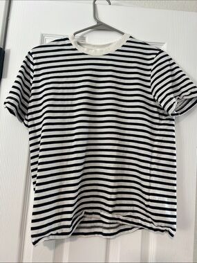 H&M Black and White Striped Crewneck Tee